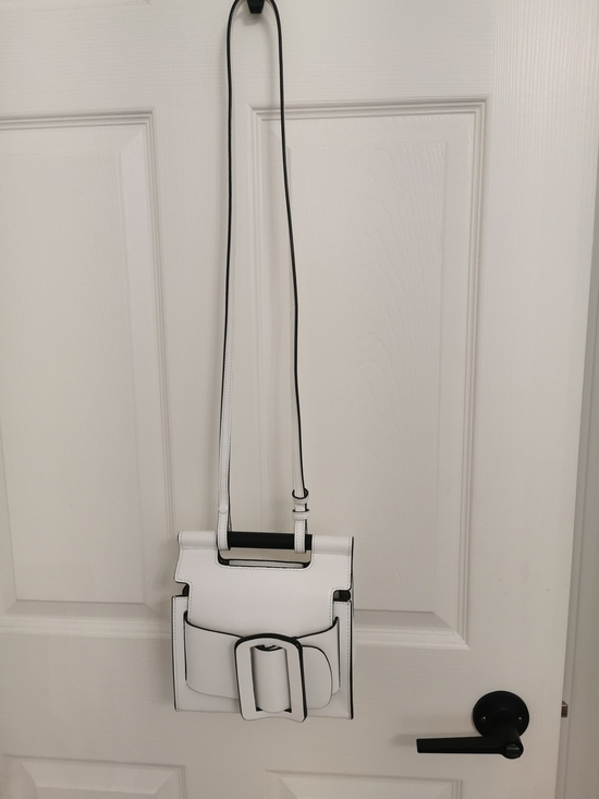 Handbags - White Women's Crossbody Bag with Buckle Accent